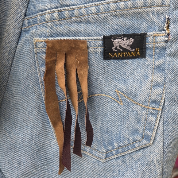SANTANA Denim Patchwork Vest with Fringe and Floral Accents - Picture 3 of 5